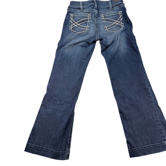 Ariat Womens Denim Trousers Blue Wash Embroidered Pockets Size 31S Bootcut 32X30 - Picture 4 of 17